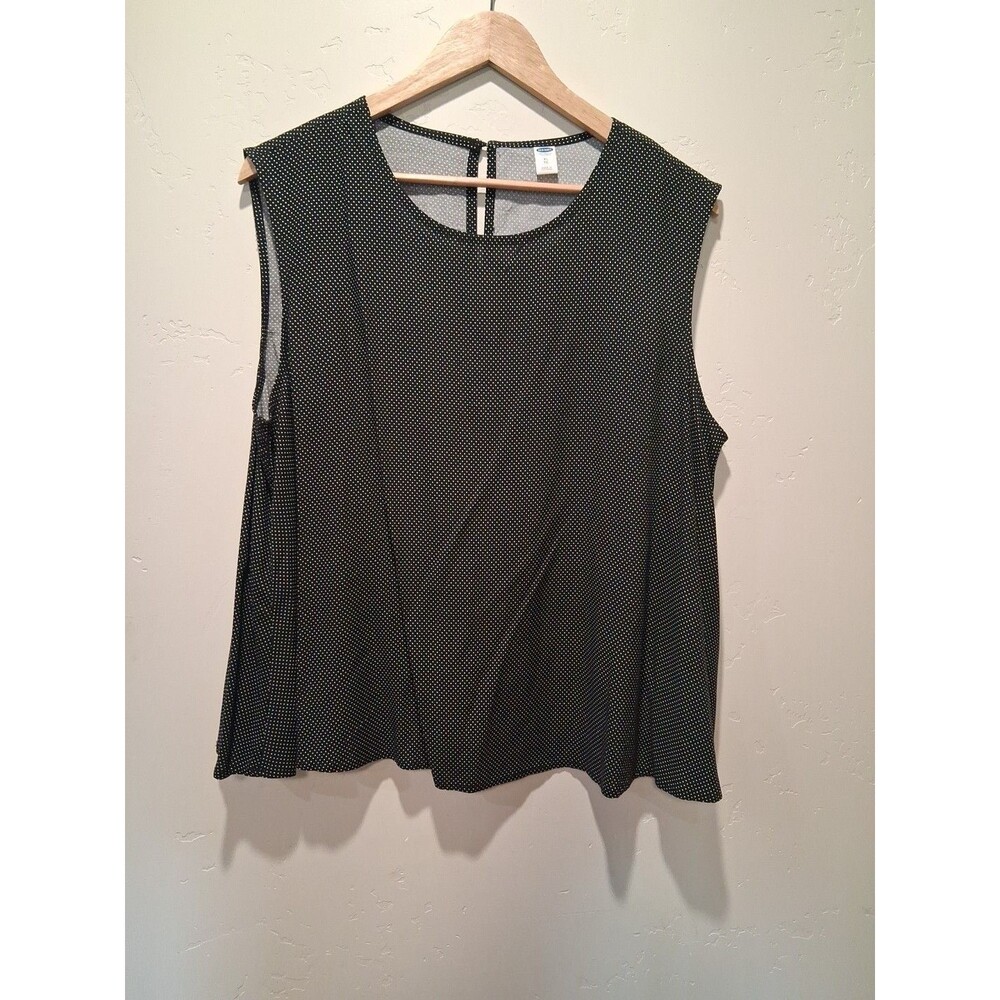 Old Navy Women's XL Sleeveless Swing Blouse Black/White Polka Dot Round Neck
